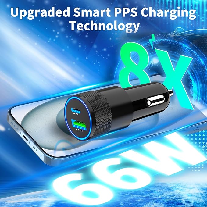 [Apple MFi Certified] iPhone 17 Car Charger Fast Charging, Braveridge 2Pack 75W USB-C PD&QC Power Cigarette Lighter + Type-C Braided Cable for iPhone 17/17 Air/17 Pro/17 Pro Max/16 Pro/15/Galaxy/Pixel