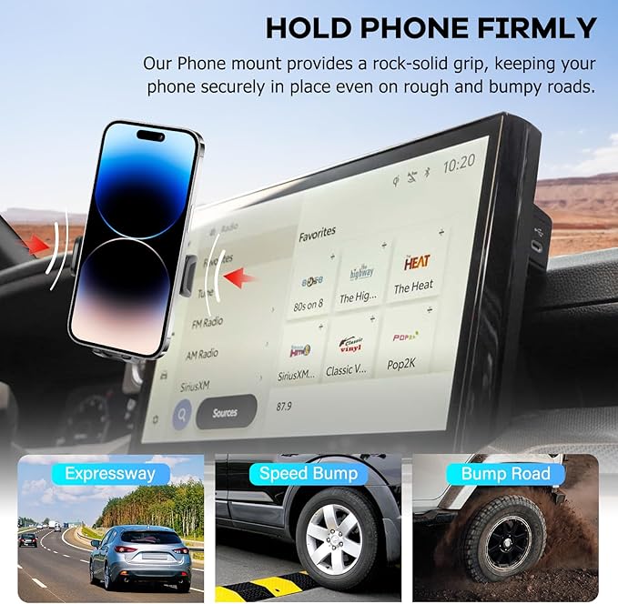 Car Phone Holder Fit for Toyota Tacoma 2024 2025/4Runner 2025 Accessories Fit 14-inch Screen, Dashboard Organizer with Cell Phone Mount Automobile Cradles Hands-Free 360 Degree Rotation