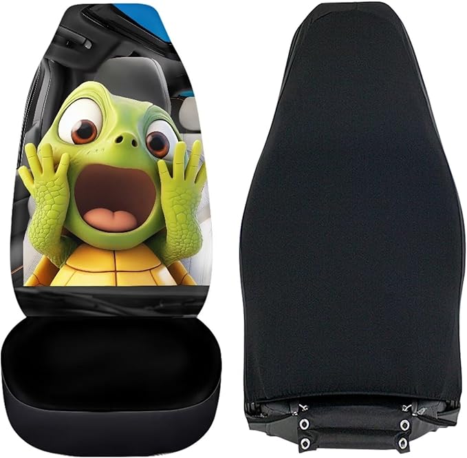 Funny Car Seat Cover Front Seats Only,Cartoon Turtle Driver Seat Cover Soft Saddle Blanket Cushion Cover for SUV,Vans,Sedans,Trucks
