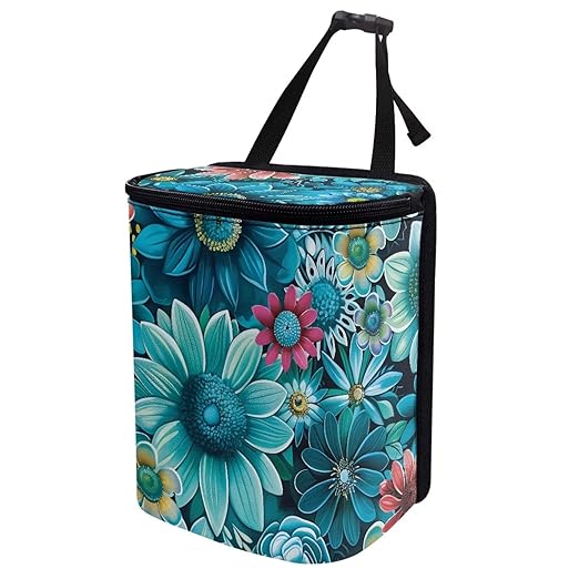 Novelty Floral Car Trash Can Auto Garbage Bag with Lid Leak-Proof Car Storage Bag Garbage Bag Hanging for Headrest Portable Vehicle Backseat Organizer
