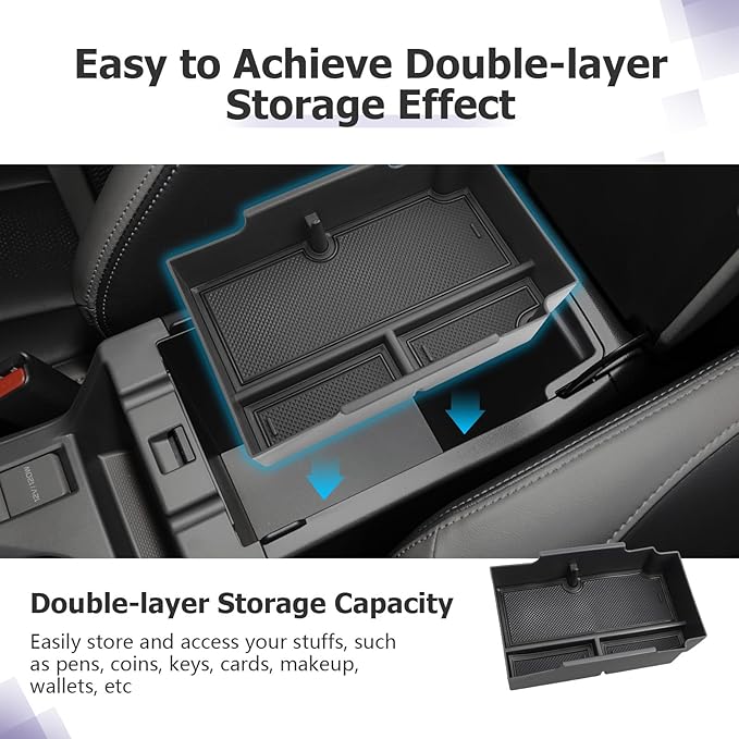 LUWU Center Console Organizer Compatible with Subaru Crosstrek & Impreza 2024-2026 Accessories Armrest Console Secondary Storage Box Insert Tray ABS Material with Coin Holder Black