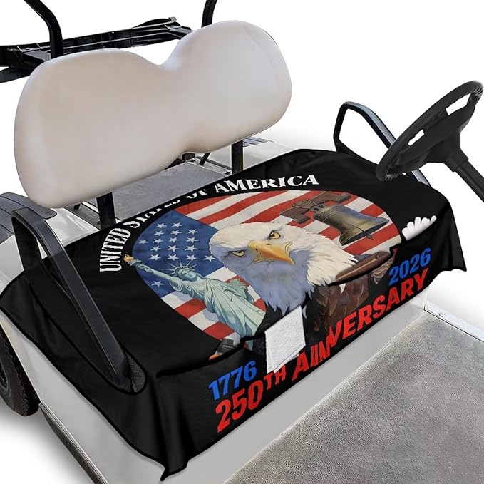 Biyejit Golf Cart Seat Covers with 4 Pockets Golf Cart Seat Towel Blanket Fits 2-Seat Golf Carts, Golf Cart Accessories