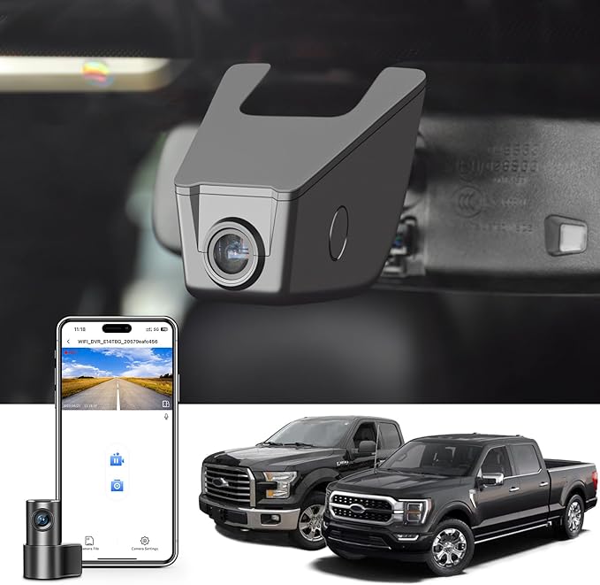 mangoal 4K Front & 2K Rear 2 Channel HDR Dash Cam, Dual STARVIS 2 IMX678 IMX675, Custom Fit for Ford F150 2013-2017 F250/F350 Super Duty 2015-2019(Model B), 5GHz WiFi, GPS, 128GB Card
