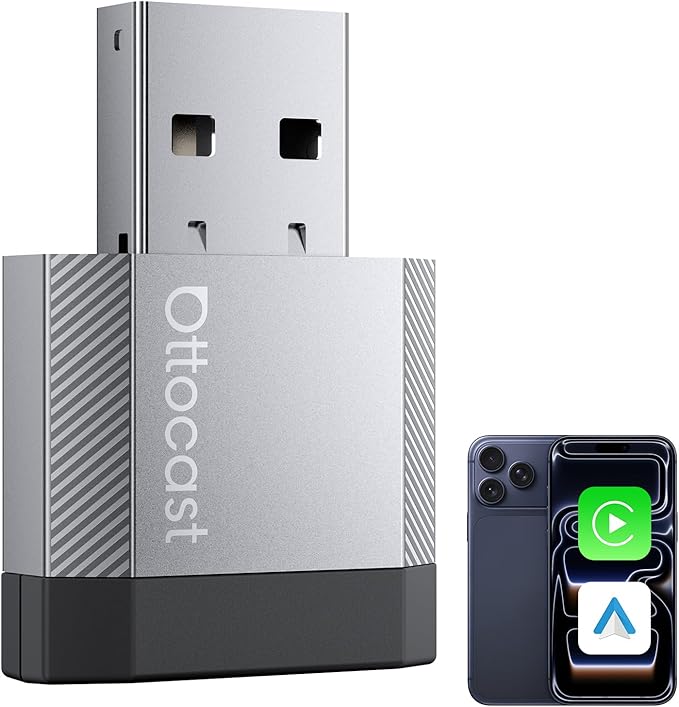 OTTOCAST Mini Nova 2 in1 Wireless CarPlay Android Auto Adapter 2026, Plug & Play USB Dongle, Fast Auto Connect, 5GHz Stable Connection, for OEM Wired CarPlay/Android Auto Cars