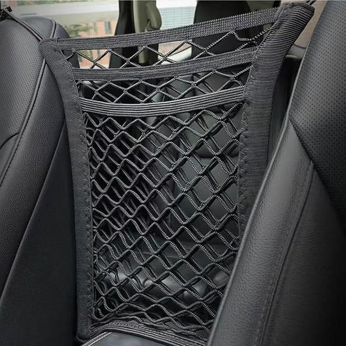 Universal Car Front Seat Net Pocket Organizer,Stretchable Hanging Storage Net Bag Purse Holder for Car,Barrier of Backseat Dog Or Kids