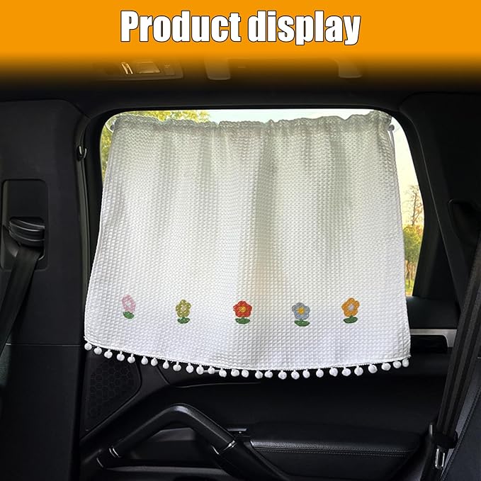 Car Side Window Sun Shade Privacy Curtain for Baby - Blackout UV Protection Car Window Shades with Suction Cup for Back Seat - Cute Auto Camping Windows Screen Shades (Five Sunflowers)