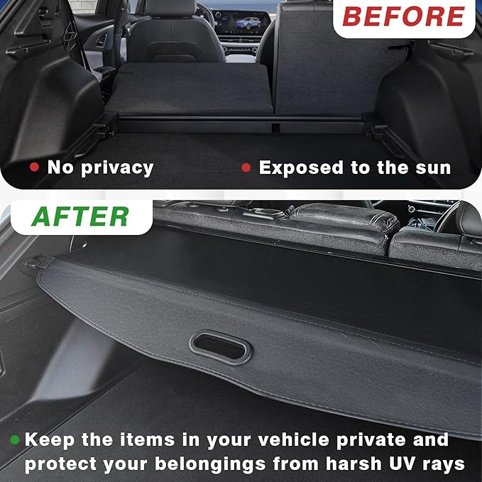 BestEvMod Retractable Trunk Cargo Cover Compatible with Chevrolet Equinox EV 2026 2025 2024 Interior Accessories Black Rear Trunk Cargo Shield Privacy Cover