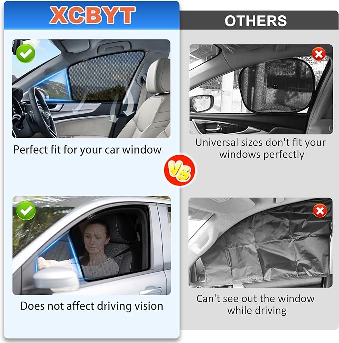 XCBYT Car Window Shades for 2011-2023 4Runner Sun Shade for Car Baby Side Window with Breathable Mesh Blocking 99% UV Glare and Privacy Protection Safe Driving for Napping, Camping, Dressing (4 PCS)
