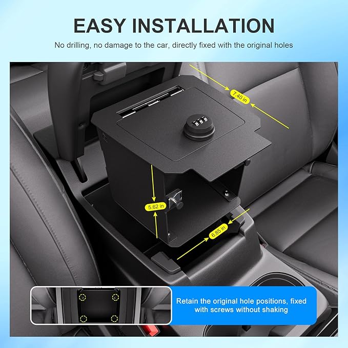 SZYANG Center Console Safe Organizer Compatible with 2023-2026 Chevy Colorado GMC Canyon Lock Box Console Safe Vault Replacement for 2023-2026 Chevy Colorado Accessories