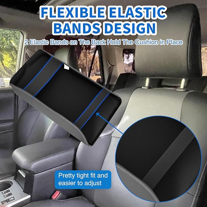 Nilight Center Console Cover Compatible with Toyota 4Runner 2010-2021 2022 2023 2024 PVC Leather Armrest Cover for Car Middle Console Cover Center Console Cushion Pad Car Armrest Box Cover,Black