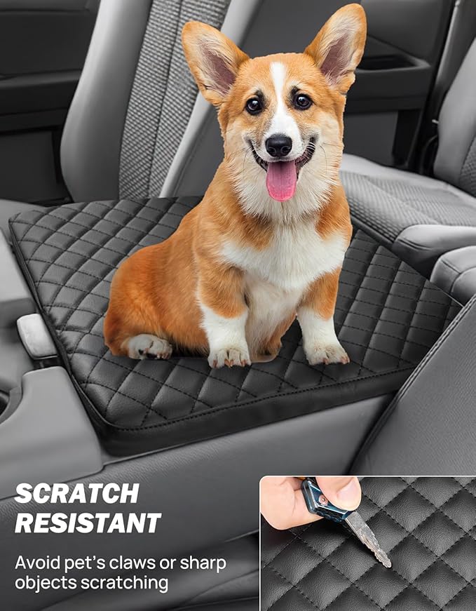 JOYTUTUS Center Console Cover Compatible with 2011-2016 Ford F250 F350 F450, 2011-2014 F150 with Jump Seat Console, Leather Armrest Cover Center Console Cushion (Jump Seat Only)