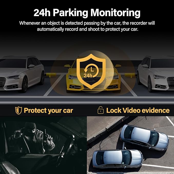 Dash Cam Front and Rear - 3 inch IPS Screen 1080P Full HD DVR Dash Camera for Cars with 64G SD Card - 150°Wide Angle Car Dashboard Cam - Night Vision, G-Sensor, Parking Monitor