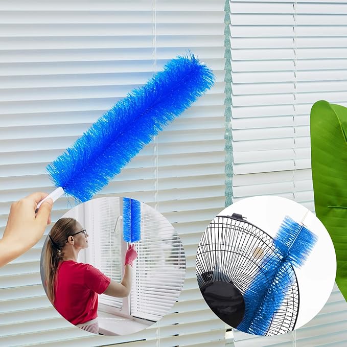 Fan Cleaner Brush，Fan Brush Cobweb Duster Microfiber Duster Ideal for Ceiling Duster, Air Vents, Curtains，Cleaner for Box （2PCS） (Grey)