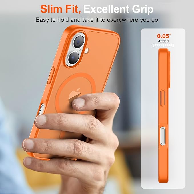 SUPFINE Magnetic for iPhone 17 Case (Compatible with MagSafe)(Military Grade Drop Protection) Translucent Matte Shockproof with Anti-Fingerprint Phone Cover,Starry Orange