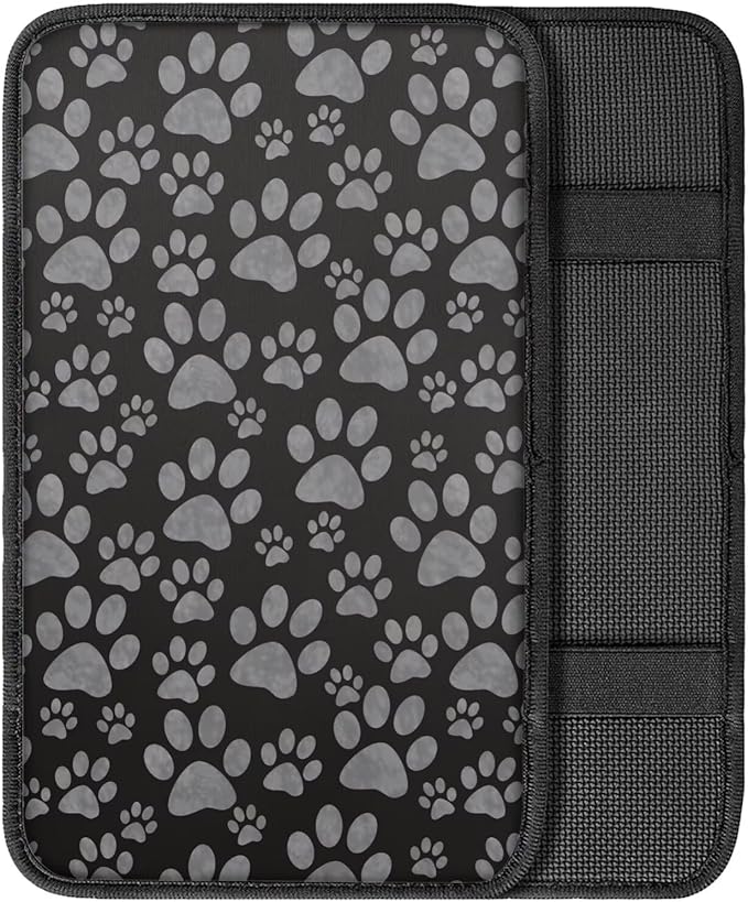Dreaweet Dog Paw Print Car Armrest Cover for Women Car Center Console Pad Cute Car Accessories Universal Fit Armrest Cover Protector for Cars,SUV,Sedan