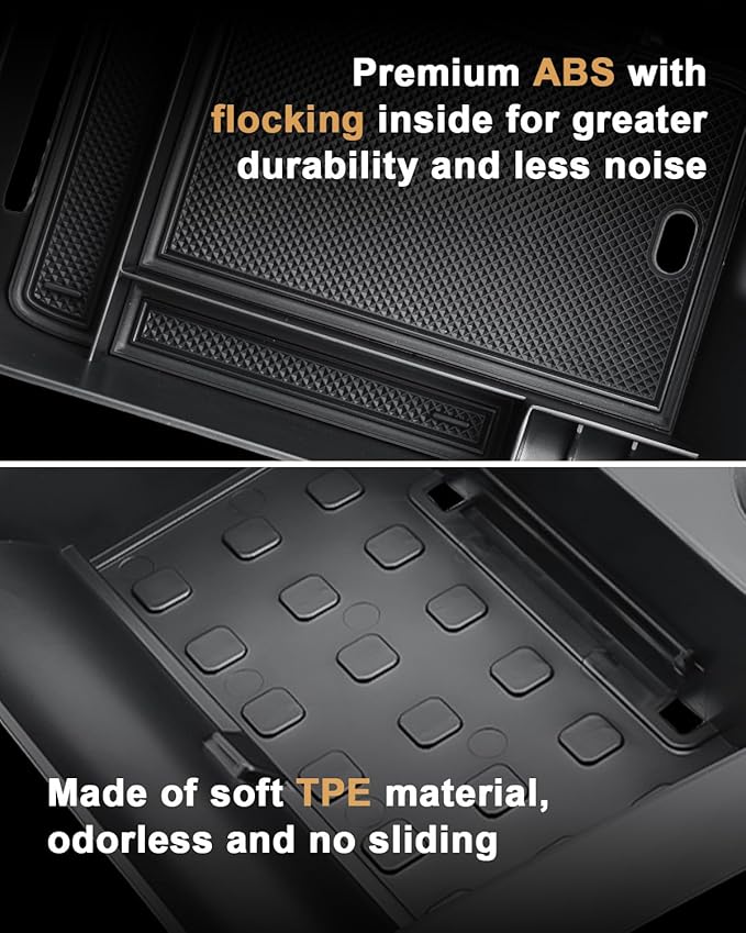 ECOZEN 2026 Santa Fe Center Console Organizer - 2 Pcs Armrest Box Storage Tray + Lower Center Console Tray With Extra Two Cup Holders For 2024-2026 Hyundai Santa Fe/Hybrid Interior Accessories