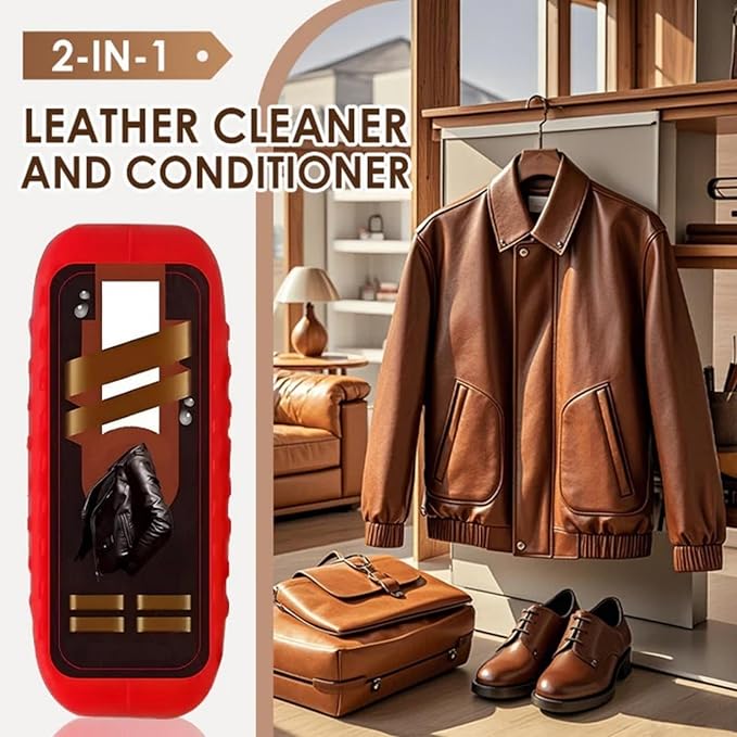 2-in-1 Leather Cleaner and Conditioner, Leather Furniture Cleaner and Conditioner, Car Interior Cleaner Kit, Leather Repair Care Restores Softness, for Couch, Jacket, Shoes, Car Seats (1pcs)
