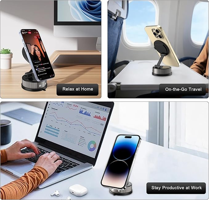 Magnetic Car Phone Holder for MagSafe, 2-in-1 Phone Mount with Fragrance Diffuser, 360° Rotatable Universal Phone Stand for Dashboard Windshield, for iPhone 17-12 Pro Max Plus & More