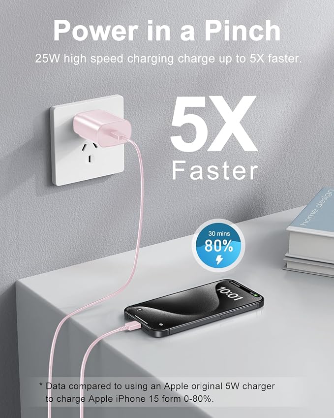 Type C Charger Fast Charging, 2Pack [10FT&6FT] Long USB C Cable with 25W Phone Super Fast Charger Block Compatible with Galaxy S25/S24/Plus/Ultra,iPhone 15/16/17/Air/Plus/Pro Max