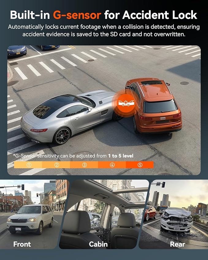 IIWEY 4K Dash Cam 3 Channel, Triple STARVIS 2 Sensors (IMX678 Front, IMX675 Cabin & Rear), 4K+2K+1080P HDR, Night Vision 3.0, PlateTag AI for Plate Clarity, 5GHz WiFi, GPS, Parking Mode, 128GB Card In