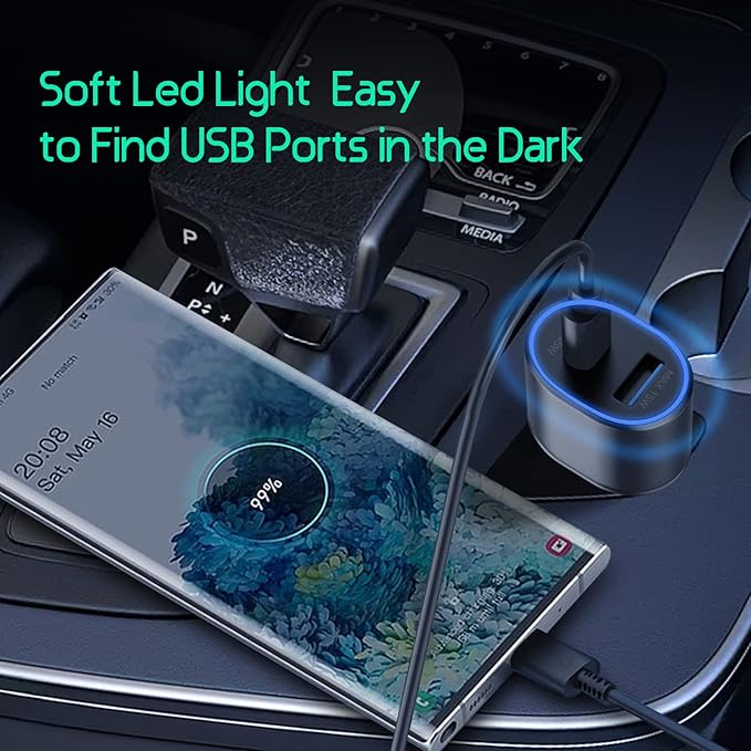 Samsung Super Fast Dual Car Charger (45W+15W) with Super Fast Charging Cable for Samsung Galaxy S26 S25 S24 S22 S21 S20 Ultra Plus Note 10+,Pixel,Note 20,PPS Car Charger