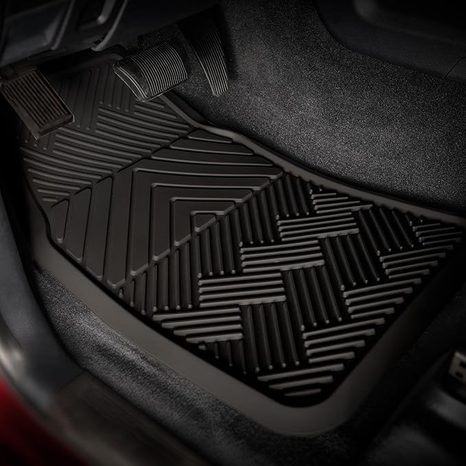 ClimaTex Heavy Duty Car, Truck, Van, and SUV Automotive Floor Mat for Floor Protection, Weatherproof Deep Channel No-Slip Front and Back Seat Liner Mats, 3 Piece Set, Black