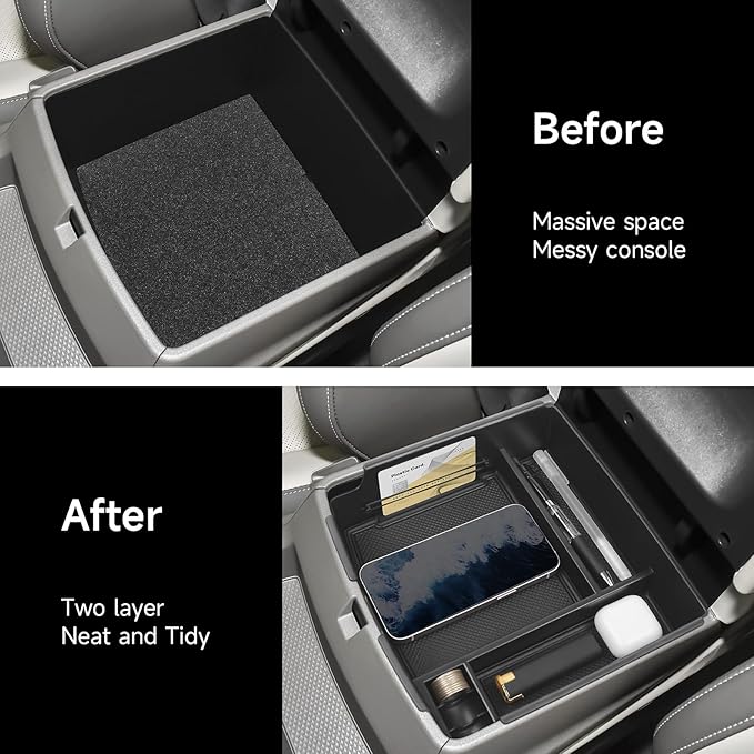 YOJOJOCO Center Console Organizer Compatible with Kia Carnival 2026 2025 2024 2023 2022 (LX/LXS/EX/SX/SX Prestige) Accessories Black ABS Plastic Material Armrest Secondary Storage Box