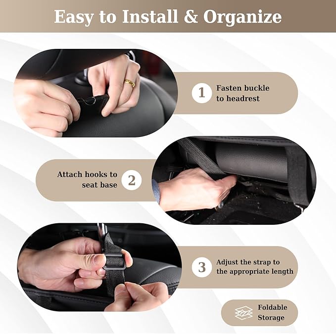 Coverado Car Backseat Organizer(2 Packs) with Tablet Tray, Nappa Leather Organizer for Car Seat Back, Waterproof Car Seat Organizer with Touch Screen, Seat Protector Kick Mats for Kids