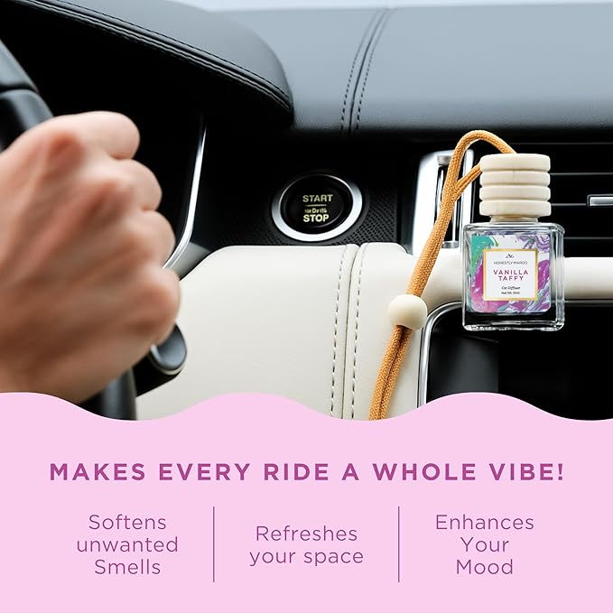 Honestly Margo Vanilla Taffy Car Diffuser Air Freshener (0.34 Fl Oz, Pack of 1) – Stylish Scent Diffuser with Perfume – Must-Have Essentials for Women, Car Fresheners Long Lasting for a Fresh Drive