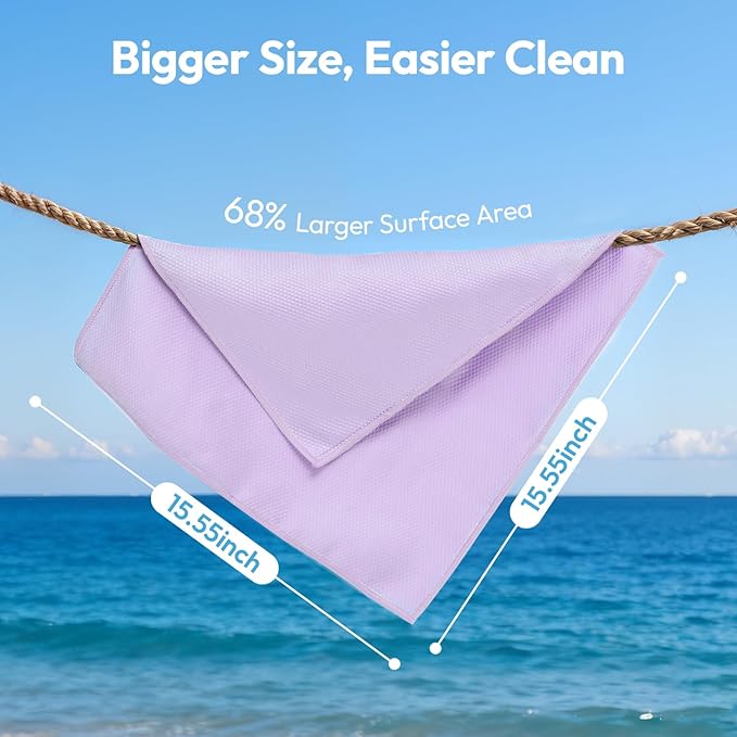 Professional Auto Detailing Microfiber Cloths 6 Pack, 15.5"x15.5" Glass Cleaning Towels for Car Windshield, Window and Interior, Lint Free Streak Free Polishing Rags for High Gloss Shine
