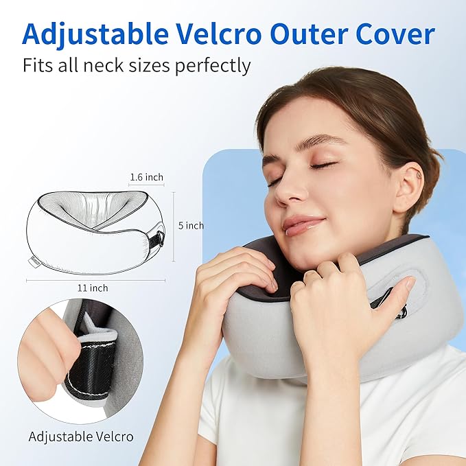 Travel Pillow, Memory Foam Neck Pillow for Airplane Sleeping, 360° Ergonomic Support Travel Pillow for Flights, Portable Set with 3D Eye Mask & Earplugs, Comfort for Plane Car Train