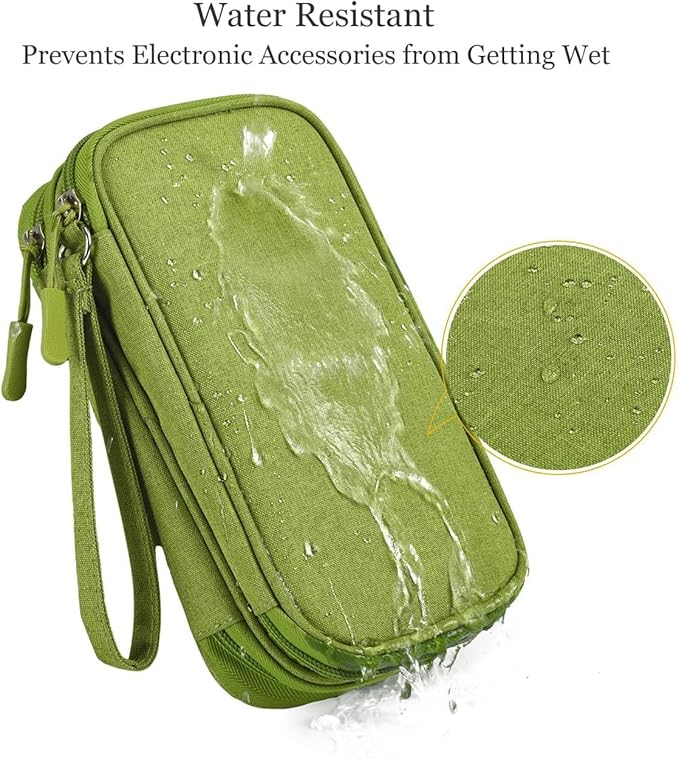 Electronic Organizer Travel Cable Accessories Bag, Electronic Organizer Case, Electronic Accessories Organizer Bag for Power Bank, Charging Cords, Chargers, Mouse, USB Cable, Earphones (Green)