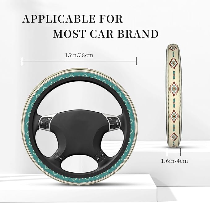 Western Steering Wheel Cover Cute Universal 15 Inch Car Accessories Protector for Women Fit Auto SUV Sedan Vans Trucks