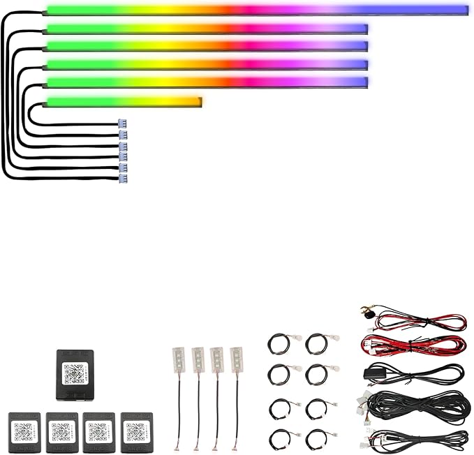 Acrylic Car LED Ambient Light, Fiber Optic Interior Light Strip, 24 Million Types, Ambient Light KKT that Swings with The Melody of Music (Dreamcolor 18 in 1)
