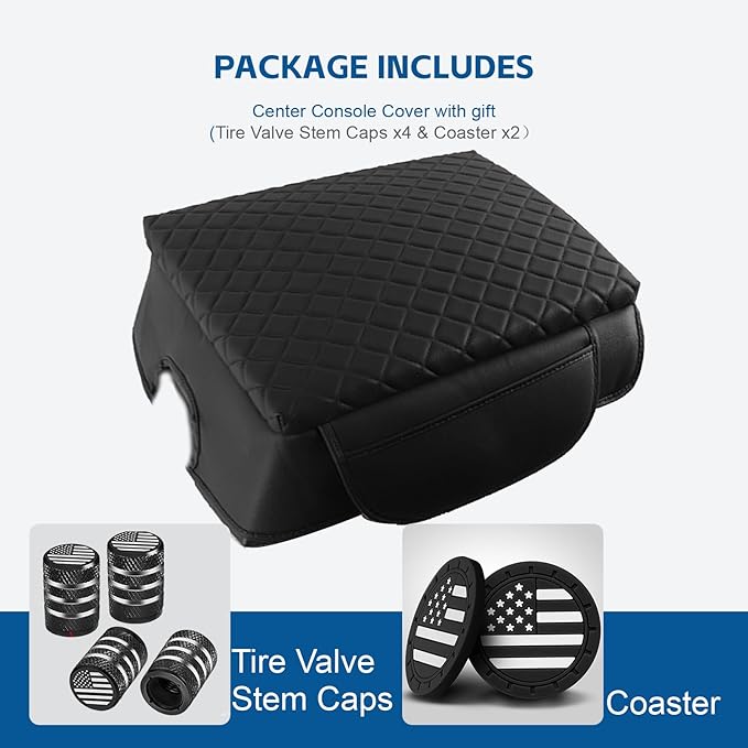 Thick Armrest Cover for 2015-2020 F150, 2017-2022 F250 F350 F450, 2018-2024 Expedition,Bucket Seat Center Console Covers Lid Protector Seat Box Cushion Pad With Pockets Storage Bag,F150 Accessories