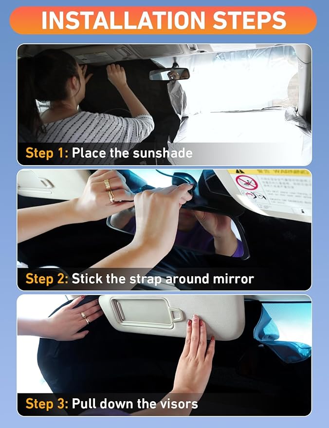 EcoNour Windshield Sunshade Compatible for Hyundai Kona 2024 2025 2026, Sun Visor for Front Windshield & Window Sun Shade Cover, UV Heat Blocker & Protector, Car Accessories
