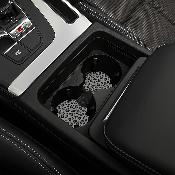 Black Leopard Print Steering Wheel Covern Cheetah Animal Print Steering Wheel Cover Anti-Slip Breathable Universal for Car Steering Wheel Cover for Men Women,with 2 Pieces Car Coasters