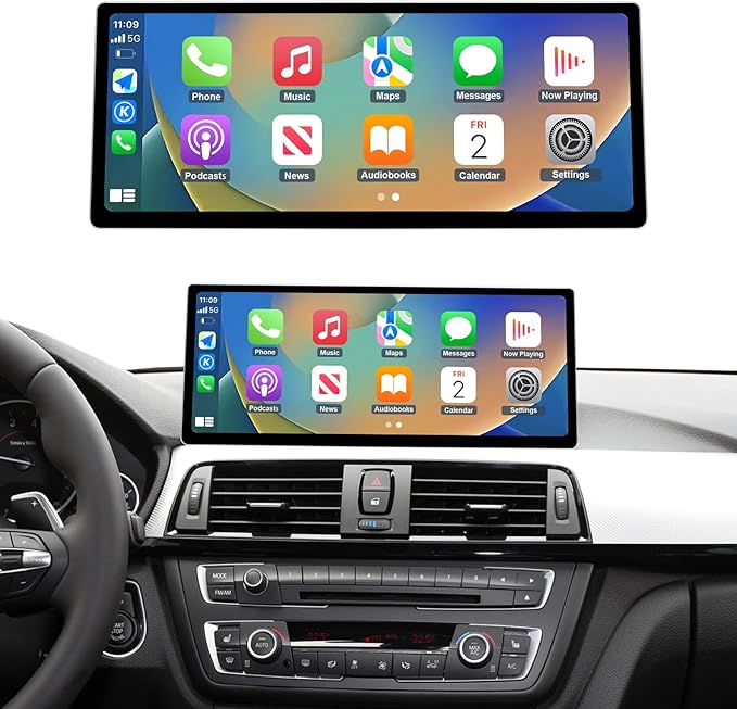 NINETOM 2025 Upgraded 12.3" Ultra-Narrow Touchscreen Wireless CarPlay Android Auto Receiver Compatible with BMW 3/4 Series F30/F31/F32/F33/F34/F36 (2012–2016), for NBT System