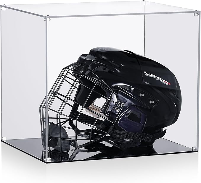 All Clear Acrylic Helmet Display Case, Assembly Box for Helmet Display, High-end Memory Box for Memorabilia (15x12x13”)