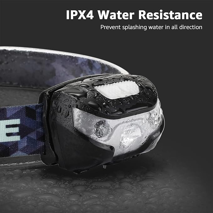 Lepro LED Headlamp Rechargeable - Super Bright Head Lamp with 5 Modes for Camping & Hiking Gear Essentials, IPX4 Waterproof Headlight Flashlight with Red Light, USB Cable Included