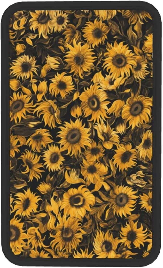 Car Center Console Cushion Pad Yellow Sunflower Universal Armrest Seat Box Cover Protector Cute Flower Floral Armrest Seat Box Cover Protector for Most Vehicle, SUV, Truck, Sedans