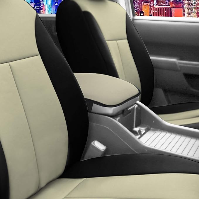 FH Group Neosupreme Beige Flat Pattern Center Console Pad – Water-Resistant Armrest Cover Protector for Cars, SUVs & Trucks