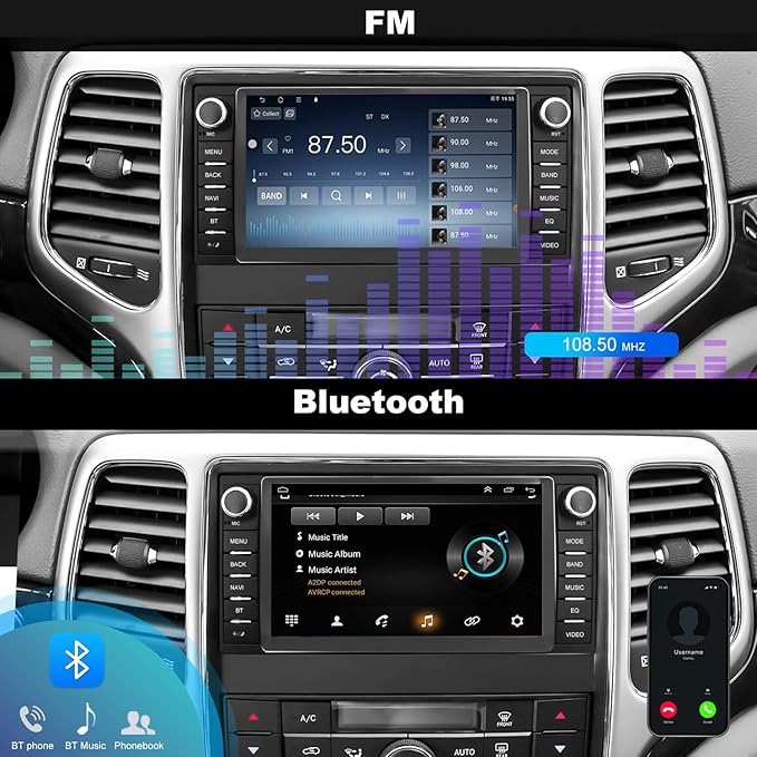 5GWiFi Upgrade Car Radio for Jeep Grand Cherokee 2011-2013, Dodge Durango 2011-2013, 7inch Touch Screen Stereo Headunit Wireless Carplay Android Auto GPS Navigation FM Camera Bluetooth RDS Mirror Link