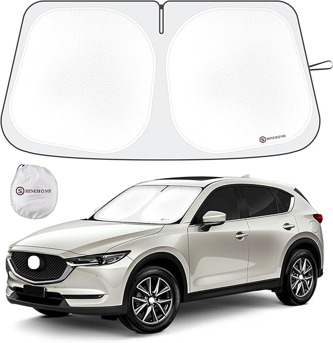 Car Windshield Sun Shade Compatible with 2017-2023 2024 2025 2026 Mazda CX-5 CX5 Accessories Sport, Touring, Grand Touring, 4 Door Crossover Foldable Sunshade Custom Windshield Sun Visor