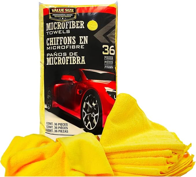 Ultra Plush Premium Microfiber Towels, Large, Yellow, 36 Count per Bag (4 Count)