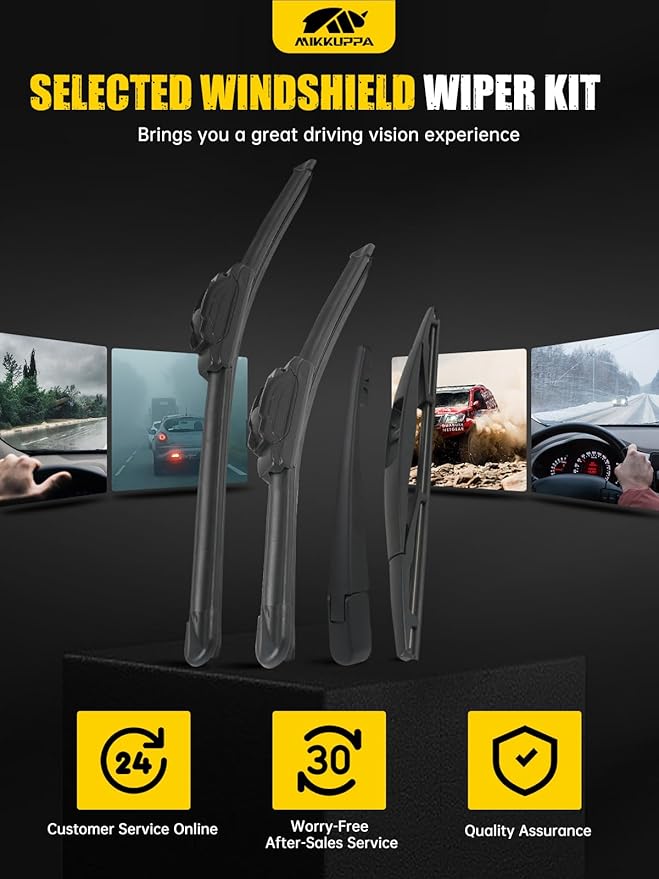 MIKKUPPA 26"/17"/11"/12" Windshield Wiper Blades - Replacement for 2017-2022 Honda CRV - Original Factory Quality Front and Rear Wipers Blade Set for My Car - U/J Hook (Pack of 4)