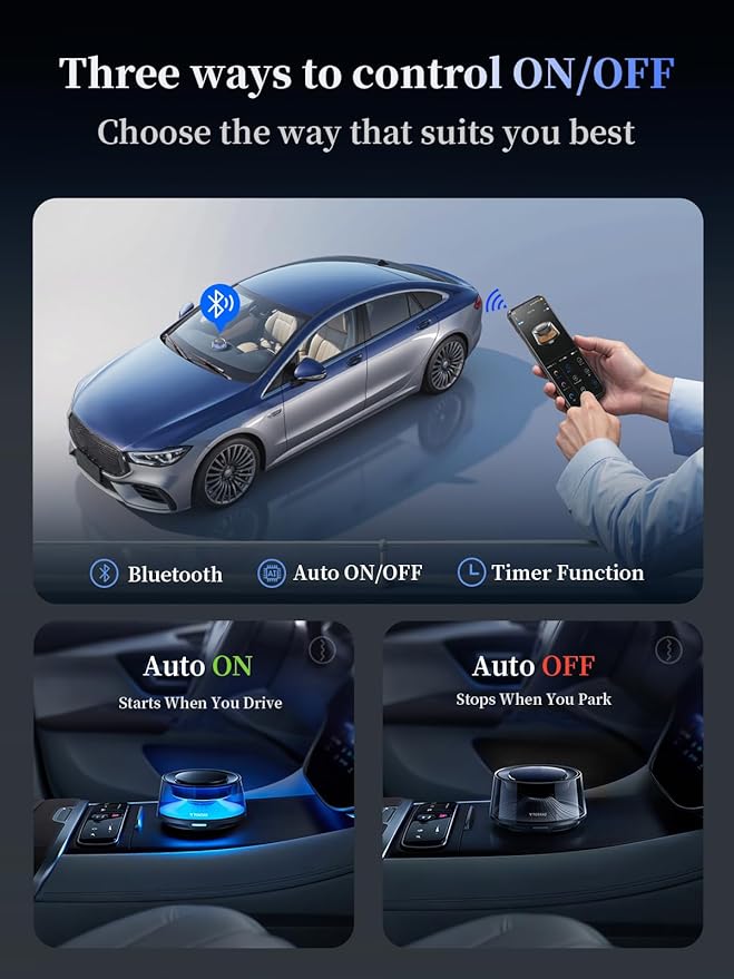 TORRAS Smart Car Air Fresheners Diffuser, The First App Control Car Freshener, Solar & USB-C Charging, Auto ON/Off, Cherry Blossom & White Musk, Lasts Up to 6 Months, CF20 Pro Fragrance Diffuser