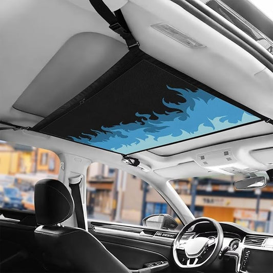 Generic Fire Car Ceiling Storage Net Pocket for SUV, Van, Cargo, Most Vehicle, Auto Interior Accessories, Car Roof Storage Bag, Double-Layer Mesh SUV for SUVs,Road Trips