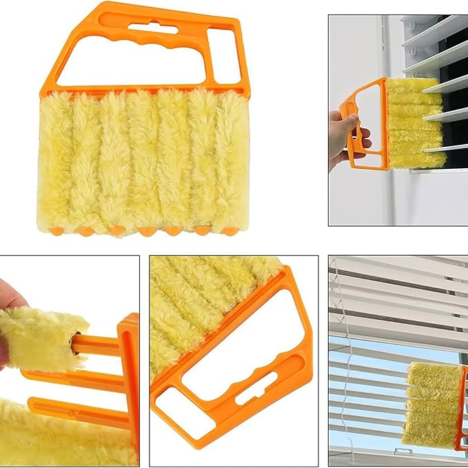 Blind Cleaning Brush, 2 PCS Venetian Blind Cleaner Brush, Shutter Brush, Microfiber Duster Tool for Window Blinds,Air Vents, Keyboard, Car AC, Washable Reusable Gap Cleaning Brushes (Orange)