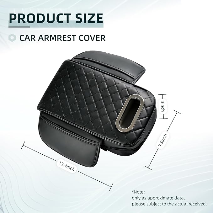 Upgrade Car Center Console Armrest Pad for Toyota RAV4 2026-2012 Models, Comfortable Memory Foam Cushion Cover with Tissue Box & Side Storage Bag, Premium PU Leather 3-in-1 Car Armrest Cover(Black)